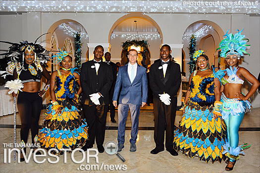 CEO Adam Stewart Sandals Royal Bahamian staff and entertainers
