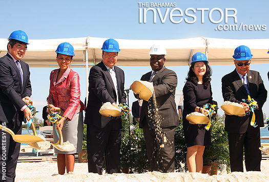 Deputy Prime Minister and Minister of Works and Urban Development Philip Davis addresses The Pointe Phase II groundbreaking ceremony