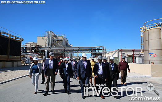 Prime Minister Dr Hubert Minnis, and his delegation tour the PharmaChem plant